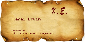 Karai Ervin névjegykártya